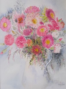 Fancy Asters in an Enamel Jug